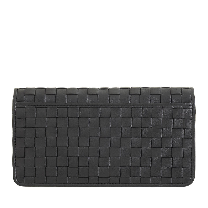 DUDU Portefeuille Tressé pour Femme en Cuir Véritable - Porte-Monnaie avec Fermeture Éclair, Porte-Cartes et Compartiments, Design Artisanal Élégant