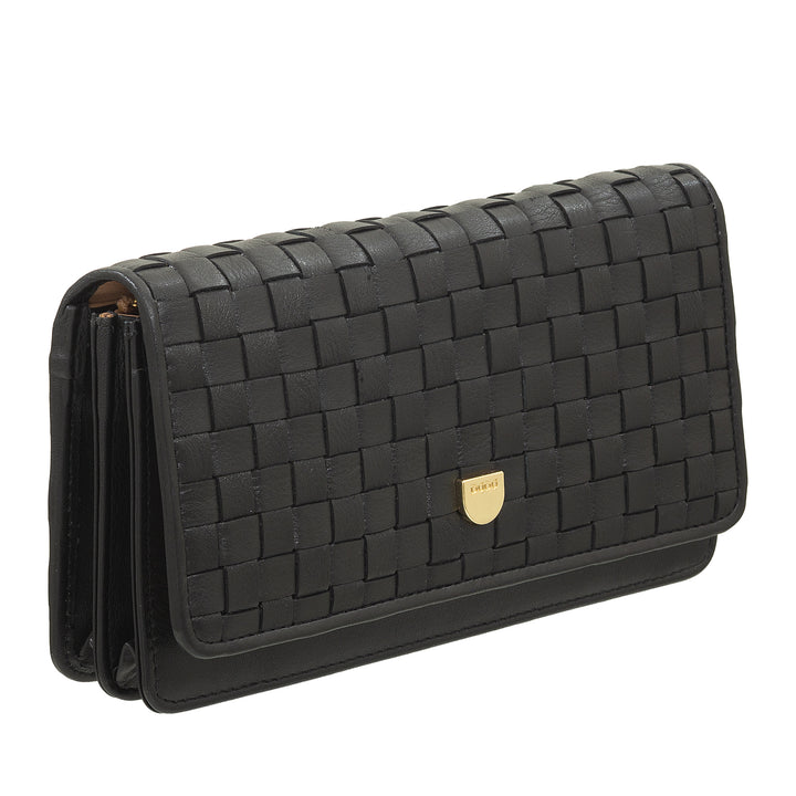 DUDU Portefeuille Tressé pour Femme en Cuir Véritable - Porte-Monnaie avec Fermeture Éclair, Porte-Cartes et Compartiments, Design Artisanal Élégant