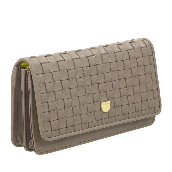 DUDU Portefeuille Tressé pour Femme en Cuir Véritable - Porte-Monnaie avec Fermeture Éclair, Porte-Cartes et Compartiments, Design Artisanal Élégant