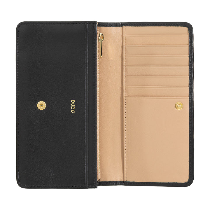 DUDU Portefeuille Tressé pour Femme en Cuir Véritable - Porte-Monnaie avec Fermeture Éclair, Porte-Cartes et Compartiments, Design Artisanal Élégant