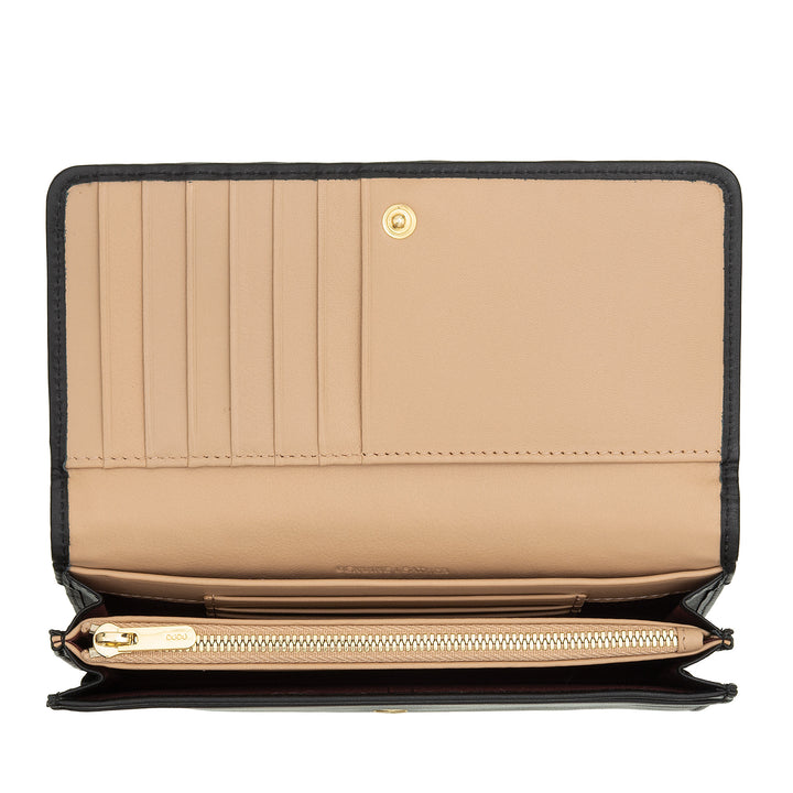 DUDU Portefeuille Tressé pour Femme en Cuir Véritable - Porte-Monnaie avec Fermeture Éclair, Porte-Cartes et Compartiments, Design Artisanal Élégant