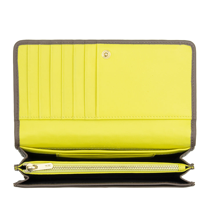 DUDU Portefeuille Tressé pour Femme en Cuir Véritable - Porte-Monnaie avec Fermeture Éclair, Porte-Cartes et Compartiments, Design Artisanal Élégant