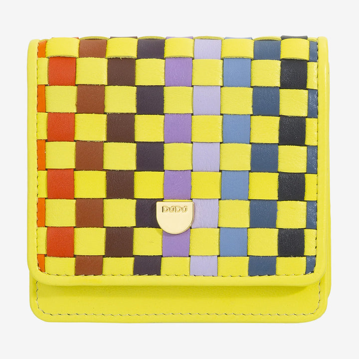 DUDU Petit Portefeuille Femme en Cuir Tressé - Elégant et Compact avec Compartiments pour Cartes, Cartes, Billets et Pièces - Design Raffiné