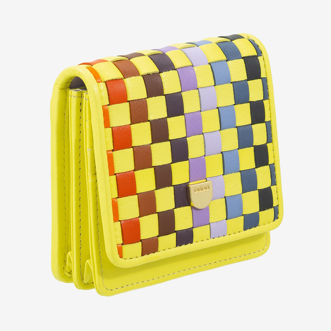 DUDU Petit Portefeuille Femme en Cuir Tressé - Elégant et Compact avec Compartiments pour Cartes, Cartes, Billets et Pièces - Design Raffiné