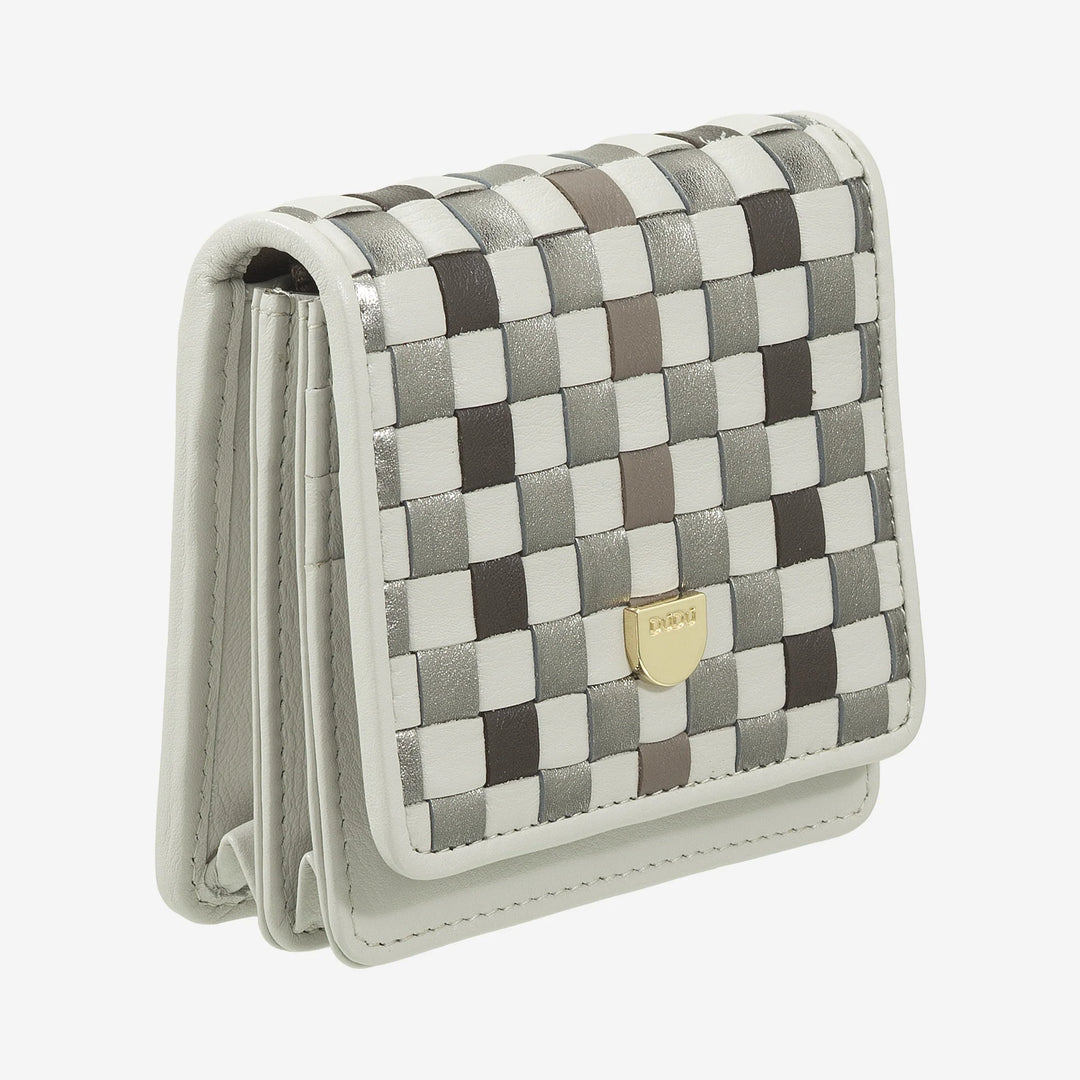 DUDU Petit Portefeuille Femme en Cuir Tressé - Elégant et Compact avec Compartiments pour Cartes, Cartes, Billets et Pièces - Design Raffiné