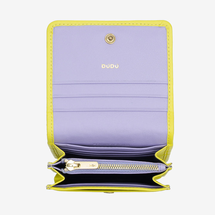 DUDU Petit Portefeuille Femme en Cuir Tressé - Elégant et Compact avec Compartiments pour Cartes, Cartes, Billets et Pièces - Design Raffiné