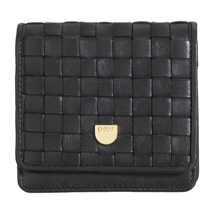 DUDU Petit Portefeuille Femme en Cuir Tressé - Elégant et Compact avec Compartiments pour Cartes, Cartes, Billets et Pièces - Design Raffiné