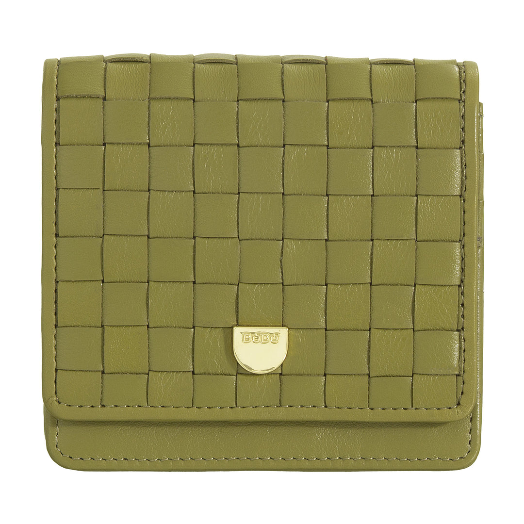 DUDU Petit Portefeuille Femme en Cuir Tressé - Elégant et Compact avec Compartiments pour Cartes, Cartes, Billets et Pièces - Design Raffiné