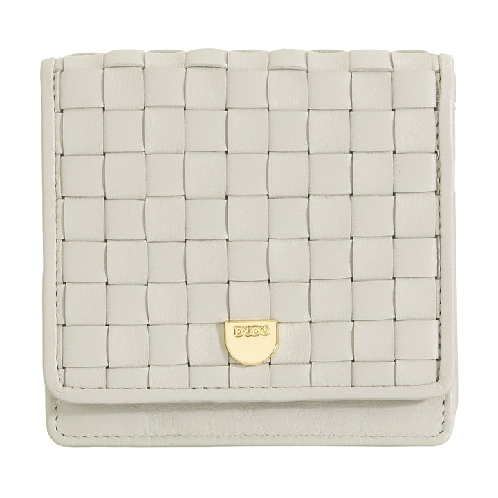 DUDU Petit Portefeuille Femme en Cuir Tressé - Elégant et Compact avec Compartiments pour Cartes, Cartes, Billets et Pièces - Design Raffiné