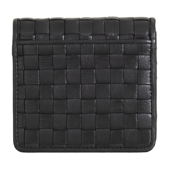 DUDU Petit Portefeuille Femme en Cuir Tressé - Elégant et Compact avec Compartiments pour Cartes, Cartes, Billets et Pièces - Design Raffiné
