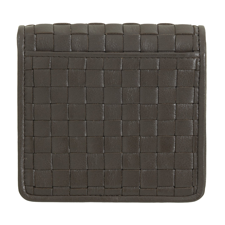 DUDU Petit Portefeuille Femme en Cuir Tressé - Elégant et Compact avec Compartiments pour Cartes, Cartes, Billets et Pièces - Design Raffiné