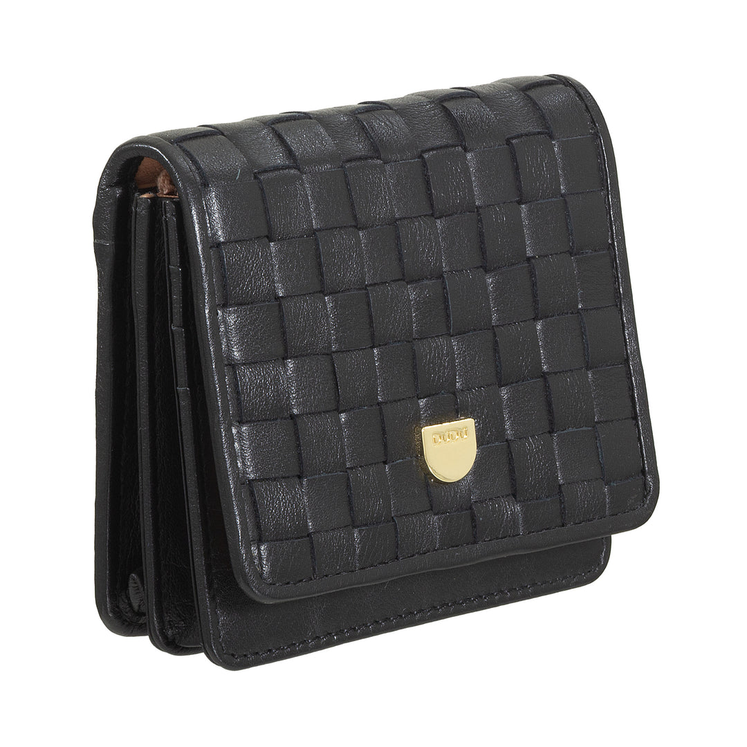DUDU Petit Portefeuille Femme en Cuir Tressé - Elégant et Compact avec Compartiments pour Cartes, Cartes, Billets et Pièces - Design Raffiné