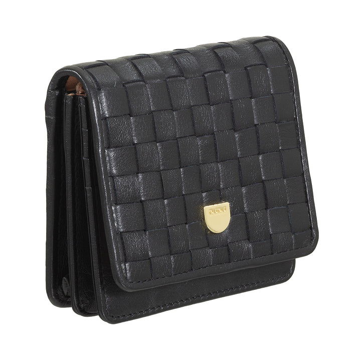 DUDU Petit Portefeuille Femme en Cuir Tressé - Elégant et Compact avec Compartiments pour Cartes, Cartes, Billets et Pièces - Design Raffiné