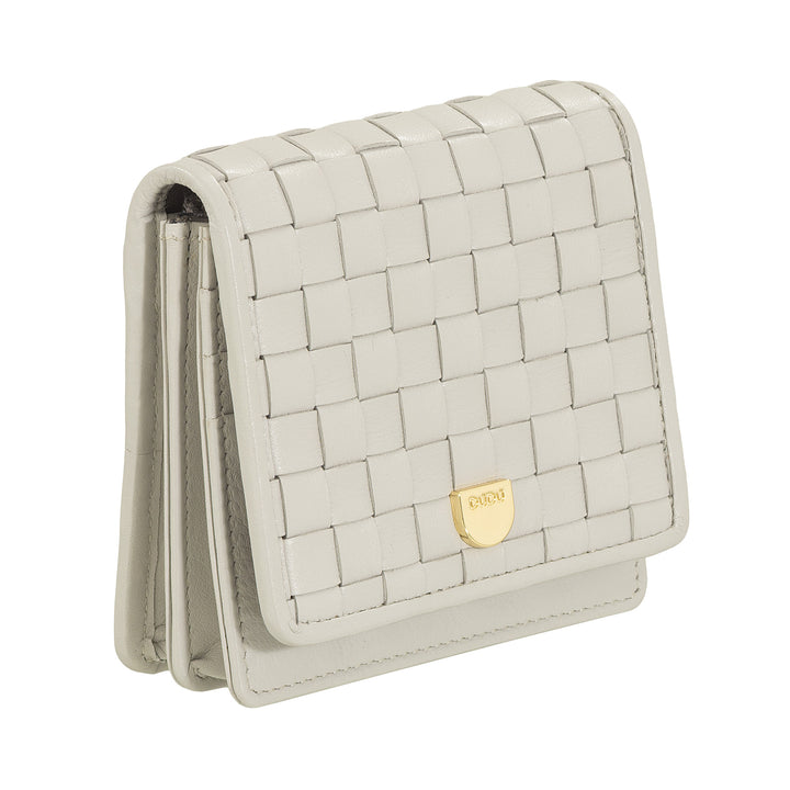 DUDU Petit Portefeuille Femme en Cuir Tressé - Elégant et Compact avec Compartiments pour Cartes, Cartes, Billets et Pièces - Design Raffiné