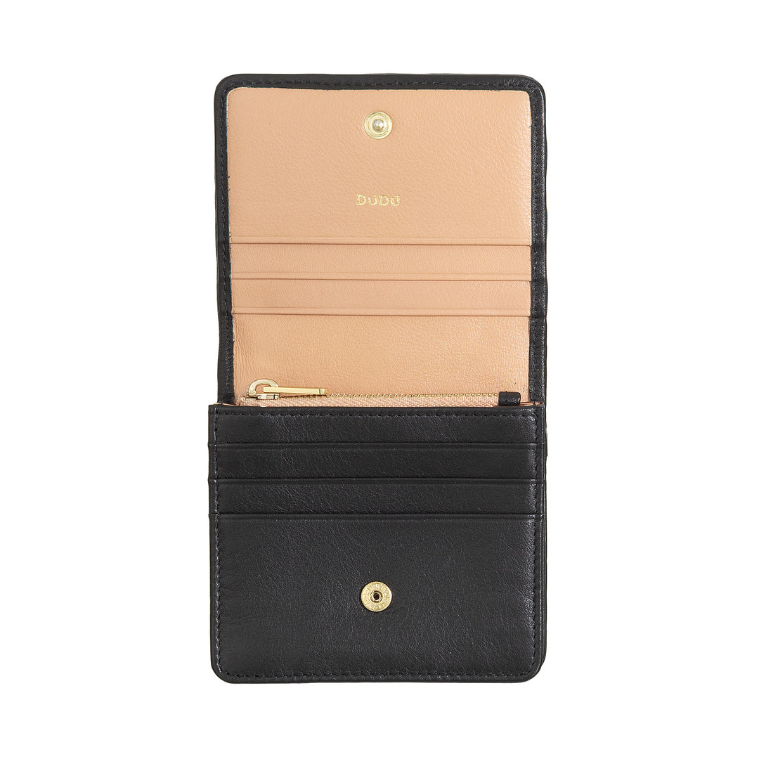 DUDU Petit Portefeuille Femme en Cuir Tressé - Elégant et Compact avec Compartiments pour Cartes, Cartes, Billets et Pièces - Design Raffiné
