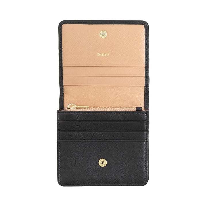 DUDU Petit Portefeuille Femme en Cuir Tressé - Elégant et Compact avec Compartiments pour Cartes, Cartes, Billets et Pièces - Design Raffiné