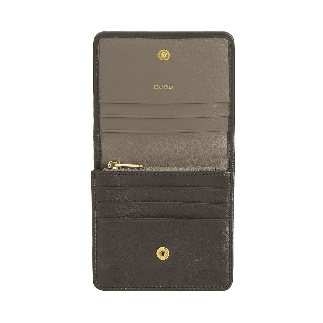 DUDU Petit Portefeuille Femme en Cuir Tressé - Elégant et Compact avec Compartiments pour Cartes, Cartes, Billets et Pièces - Design Raffiné