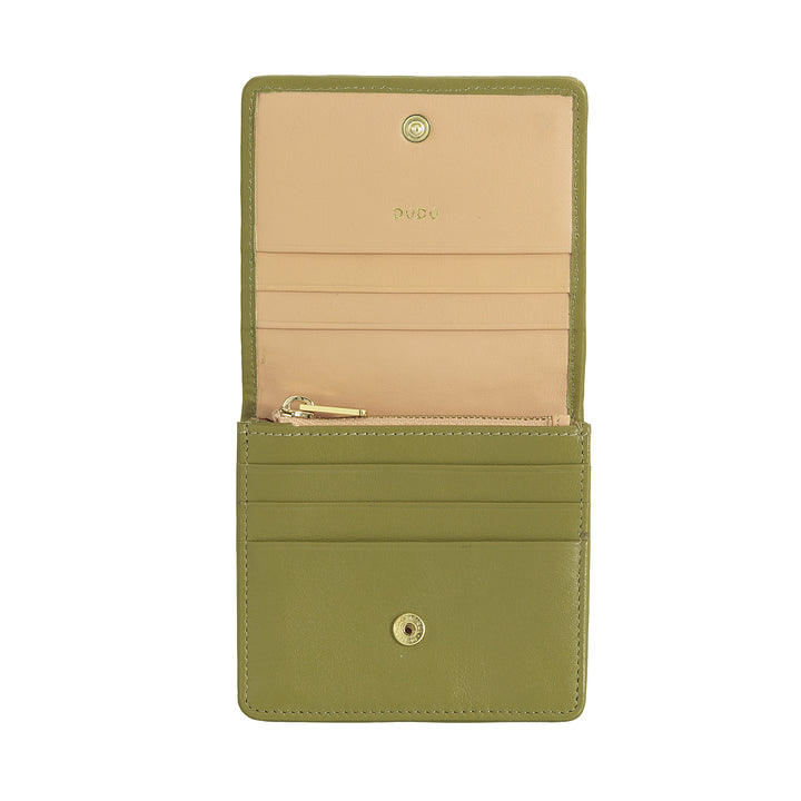 DUDU Petit Portefeuille Femme en Cuir Tressé - Elégant et Compact avec Compartiments pour Cartes, Cartes, Billets et Pièces - Design Raffiné