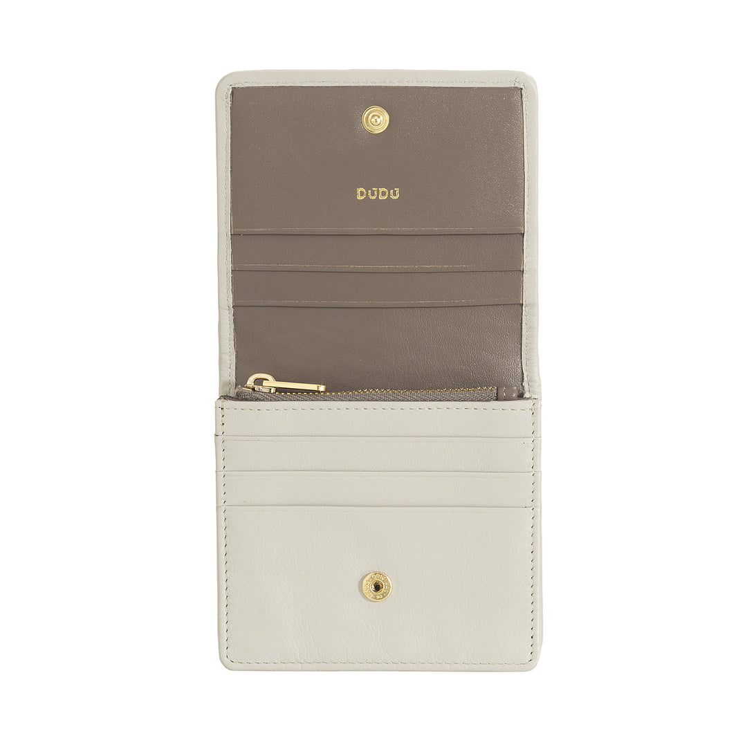 DUDU Petit Portefeuille Femme en Cuir Tressé - Elégant et Compact avec Compartiments pour Cartes, Cartes, Billets et Pièces - Design Raffiné