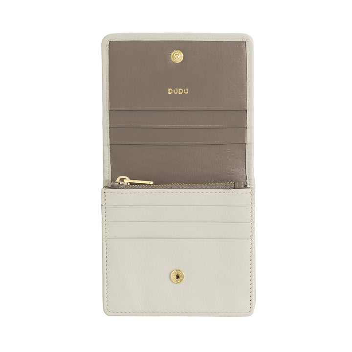 DUDU Petit Portefeuille Femme en Cuir Tressé - Elégant et Compact avec Compartiments pour Cartes, Cartes, Billets et Pièces - Design Raffiné