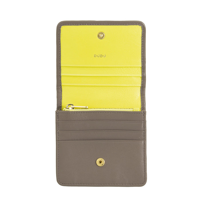 DUDU Petit Portefeuille Femme en Cuir Tressé - Elégant et Compact avec Compartiments pour Cartes, Cartes, Billets et Pièces - Design Raffiné