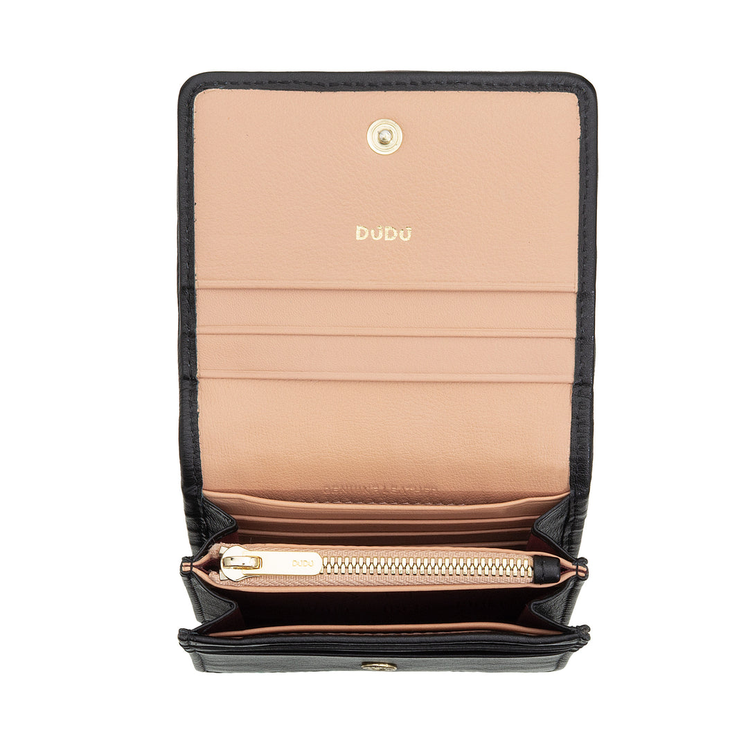 DUDU Petit Portefeuille Femme en Cuir Tressé - Elégant et Compact avec Compartiments pour Cartes, Cartes, Billets et Pièces - Design Raffiné