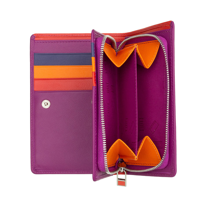 DUDU Bunte RFID-Damenbrieftasche aus mehrfarbigem Leder mit Münzfach mit Reißverschluss, Karten- und Kartenfächern