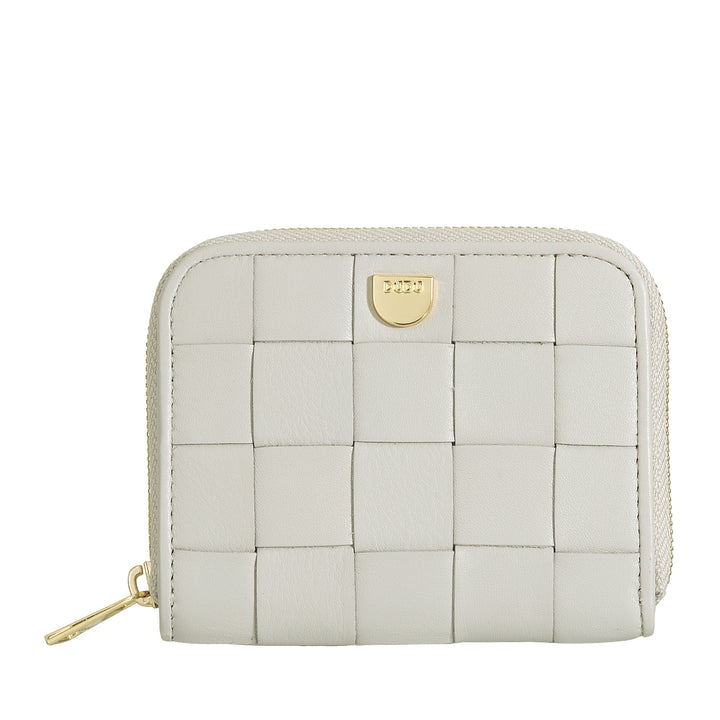 DUDU Petit Portefeuille Femme en Cuir Tressé Zippé Autour - Élégant et Compact, Porte-Cartes, Porte-Monnaie et Billets de Banque avec Zip