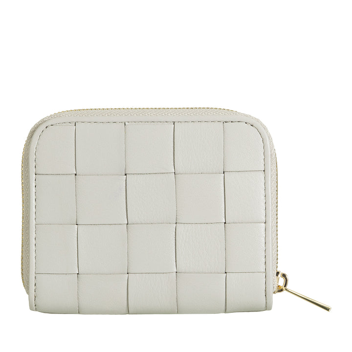 DUDU Petit Portefeuille Femme en Cuir Tressé Zippé Autour - Élégant et Compact, Porte-Cartes, Porte-Monnaie et Billets de Banque avec Zip