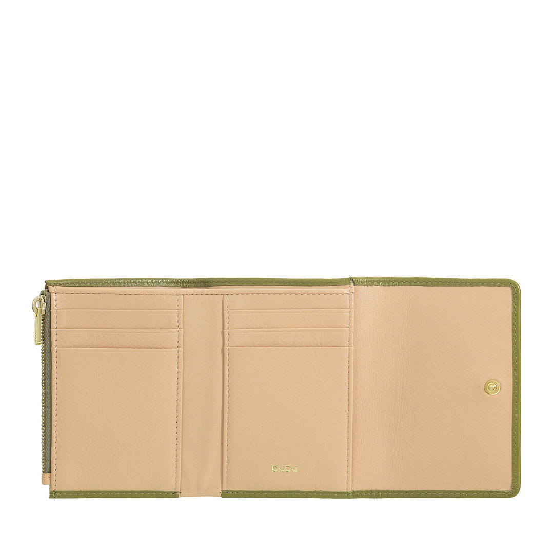 DUDU Petit portefeuille RFID pour femme en cuir véritable imprimé, portefeuilles avec poche zippée – Élégant, compact pour le sac à main, parfait pour les cartes et les pièces de monnaie