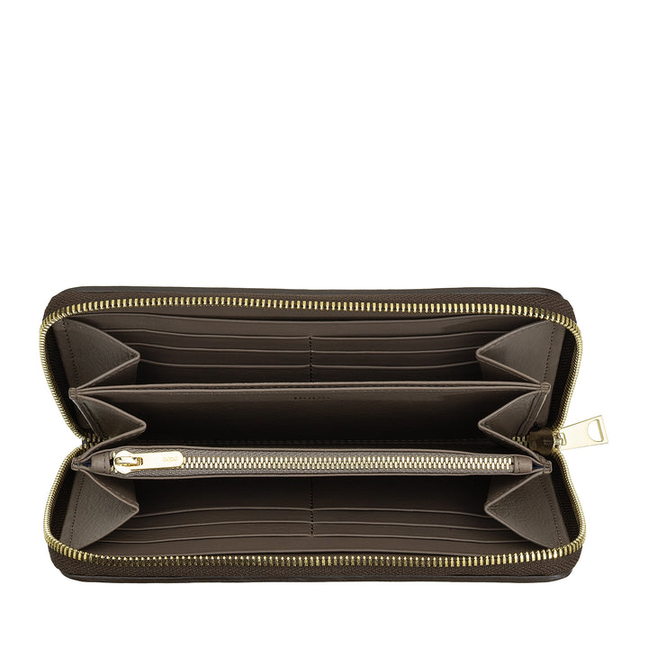 DUDU Portefeuille pour Femme en Cuir Véritable Tressé Zippé, Élégant et Spacieux - Porte-Cartes, Billets et Pièces de Monnaie, Portefeuille Tissé avec Fermeture Éclair Complète