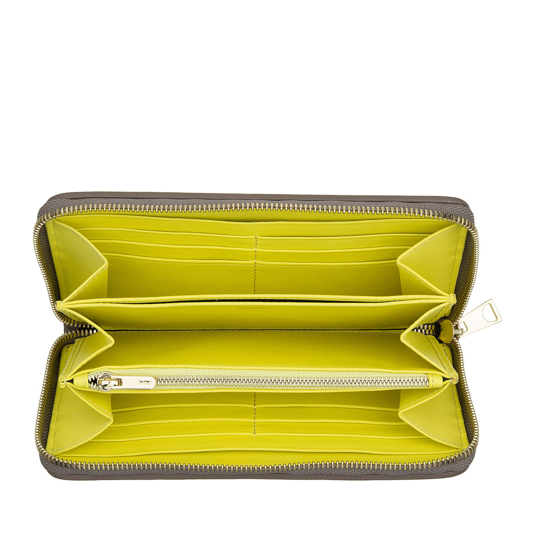 DUDU Portafoglio Donna in Vera Pelle Intrecciata Zip Around, Elegante e Capiente - Porta Carte Banconote e Monete, Portafoglio Intrecciato Cerniera a Giro
