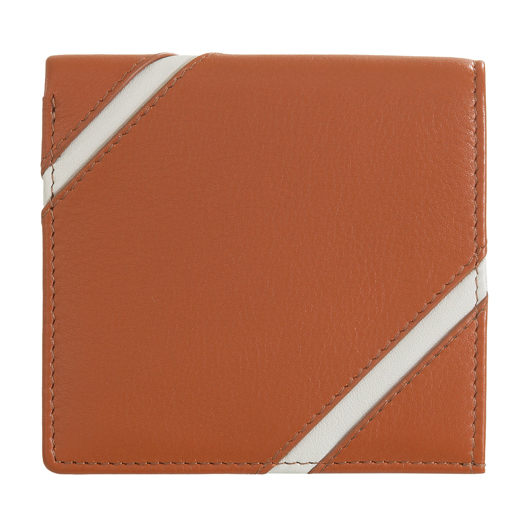 DUDU Unisex Wallet in Genuine Leather - Bifold with Button Closure and External Coin Purse - Design Inspired by Tennis Court Tournaments
