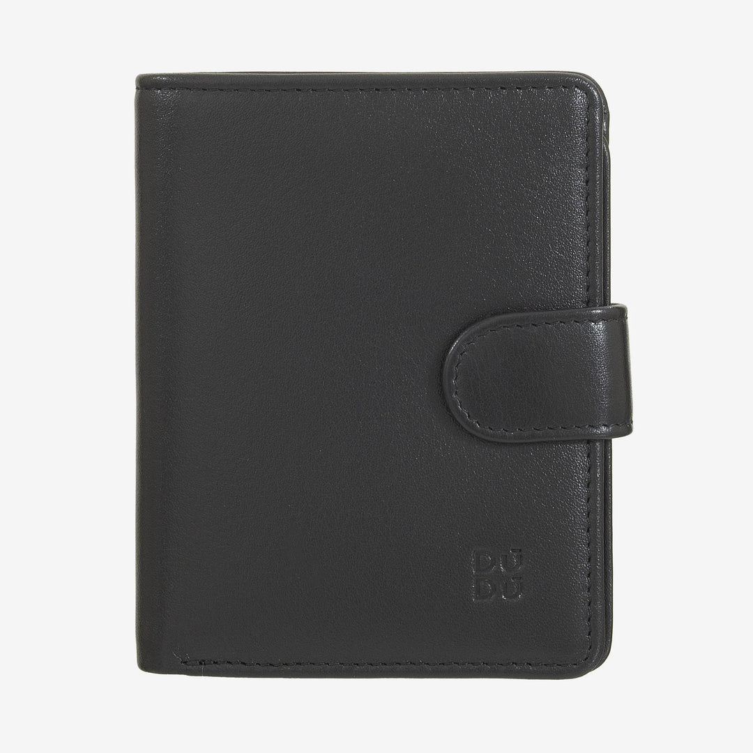 DUDU Portafoglio Donna in Pelle Vera Piccolo Portacarte in Pelle RFID con Cerniera Portamonete Banconote, Chiusura Esterna