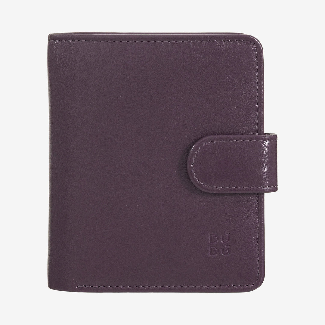 DUDU Kleine Damen-Geldbörse aus Leder mit Reißverschluss, Münzbörse, kompakte Geldbörse mit Knopfverschluss, Geldscheinhalter, Kartenhalter und RFID-Schutz