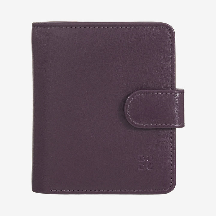 DUDU Kleine Damen-Geldbörse aus Leder mit Reißverschluss, Münzbörse, kompakte Geldbörse mit Knopfverschluss, Geldscheinhalter, Kartenhalter und RFID-Schutz