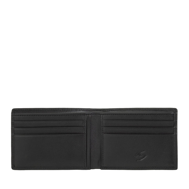 Portefeuille pour hommes Nuvola Pelle Compact Slim en cuir véritable - Porte-billets et 6 poches fendues pour cartes et documents