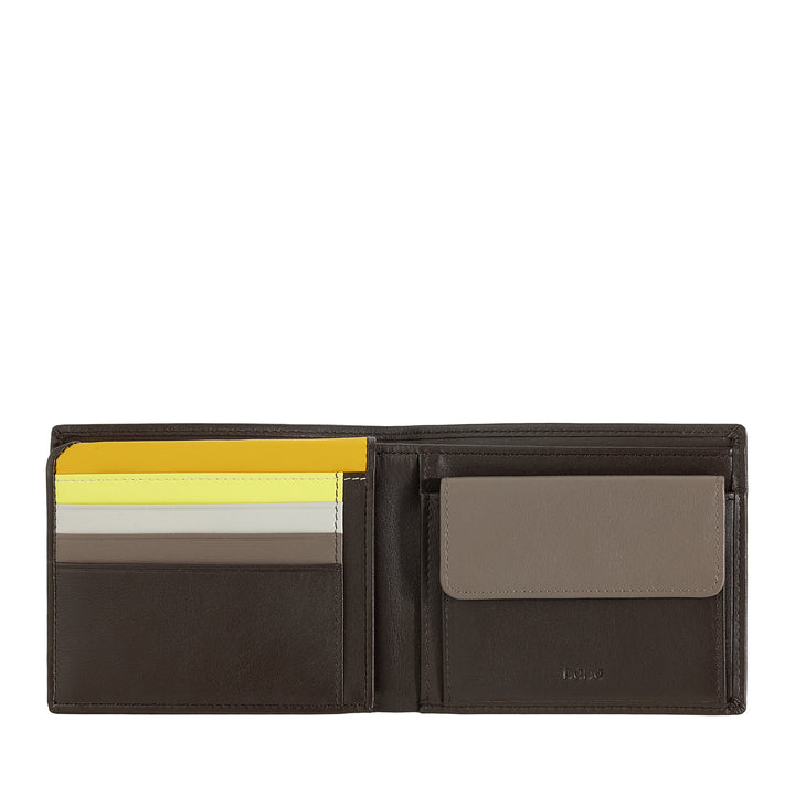 DUDU Classic RFID Herren-Geldbörse aus mehrfarbigem Leder, signiert