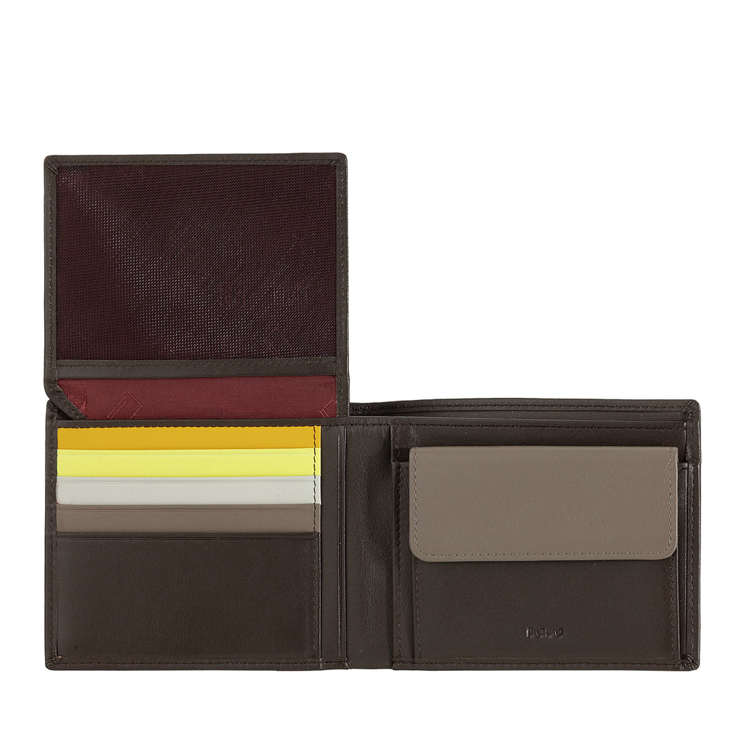 DUDU Classic RFID Herren-Geldbörse aus mehrfarbigem Leder, signiert