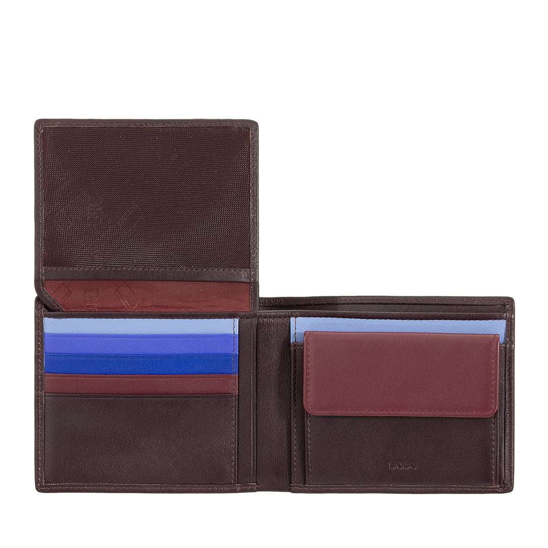 DUDU Classic RFID Herren-Geldbörse aus mehrfarbigem Leder, signiert