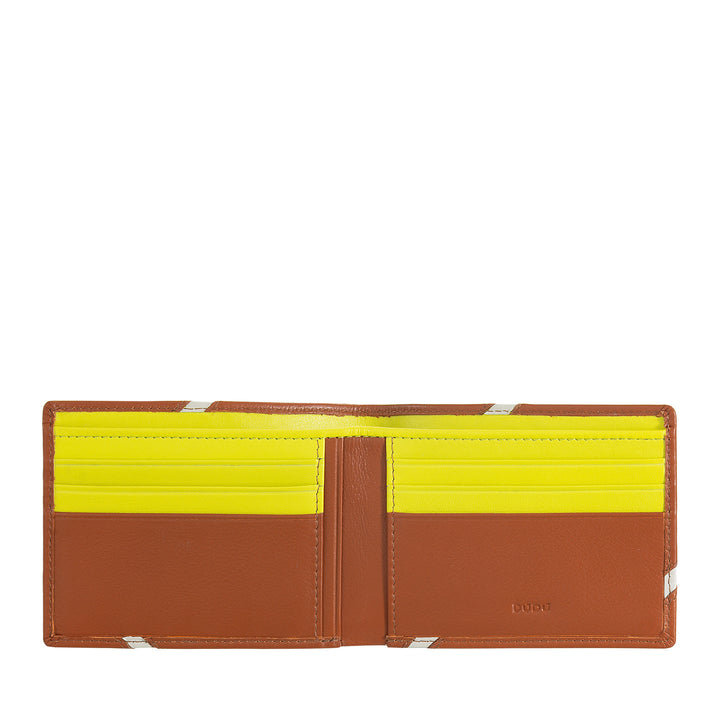 DUDU Portafoglio Uomo Piccolo in Vera Pelle – Design Compatto Ispirato al Tennis – 2 Tasche per Banconote e Porta Carte – Stile Minimal e Sportivo