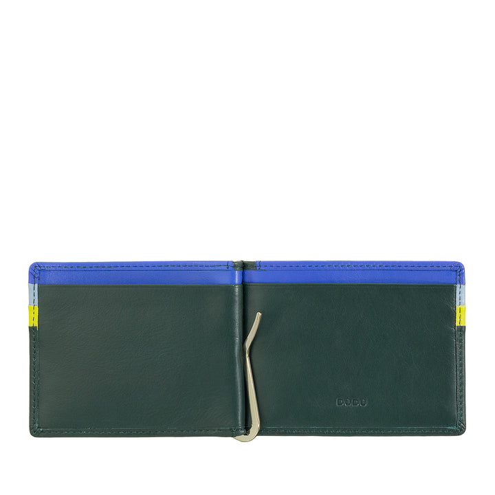 DUDU Portefeuille pour Homme avec Pince à Billets en Cuir Porte-Carte de crédit Pince à Billets Porte-Carte Mince