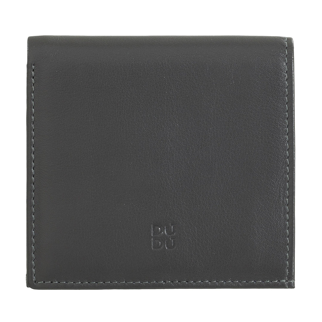 DUDU Mehrfarbige RFID-Geldbörse aus Leder für Karten und Münzen