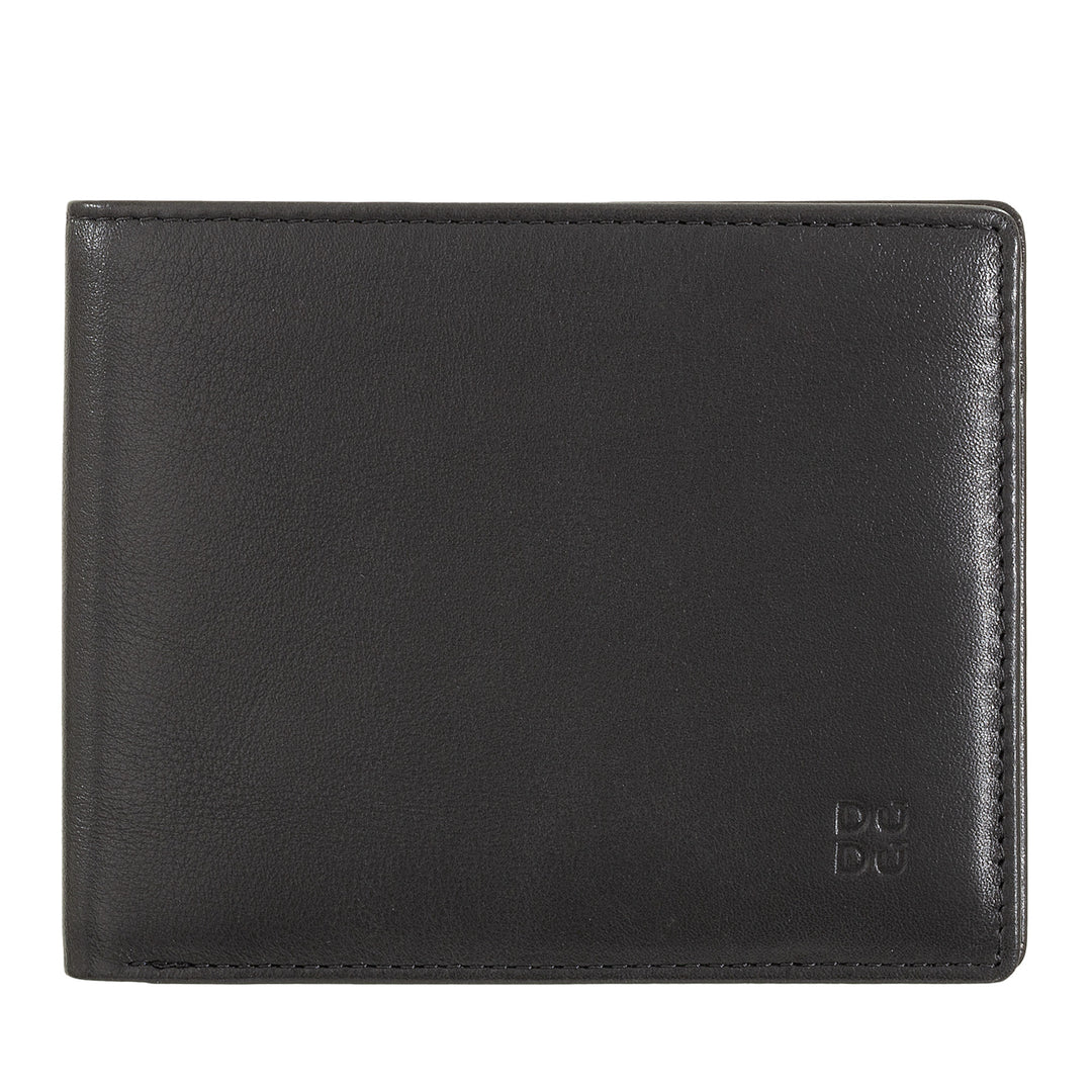DUDU RFID Herrenbrieftasche aus farbigem Nappaleder mit Münzfach und Kartenhalter