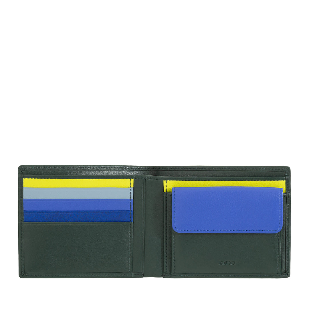 Dudu Rfid Men's Leather Wallet in Colored Nappa Nappa med indehaver og kort Holder