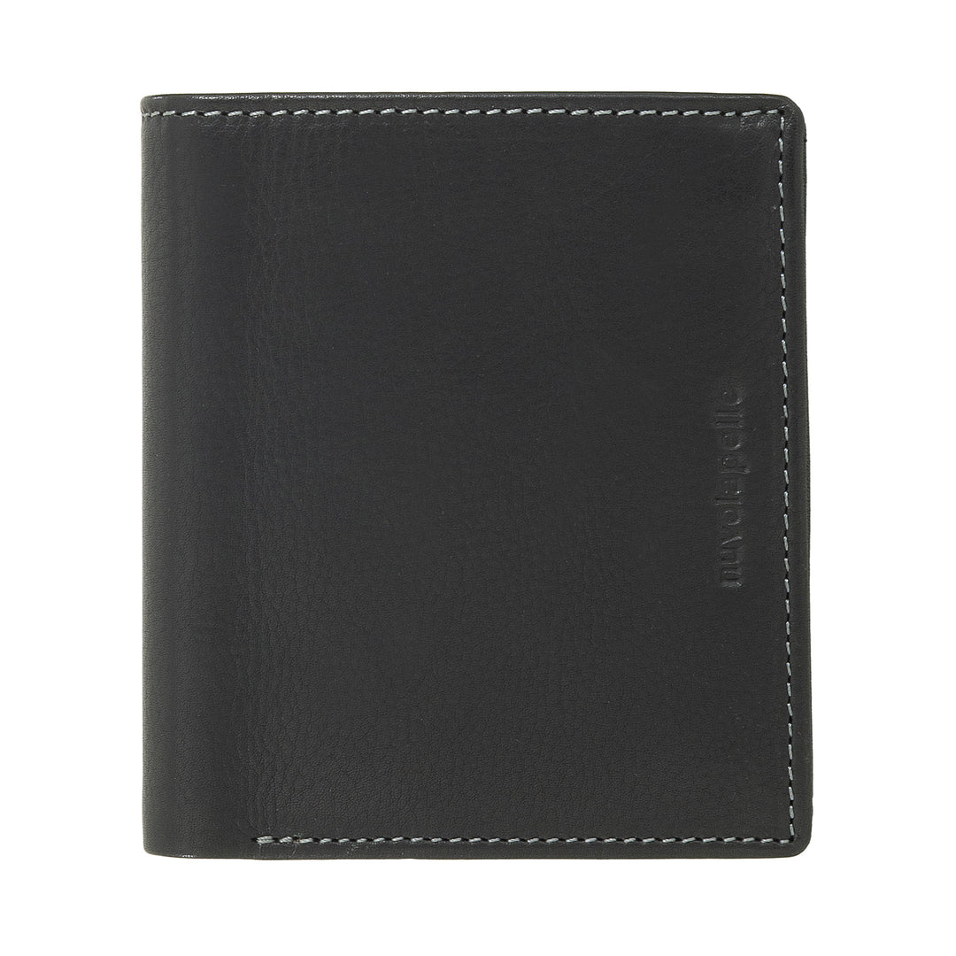 Nuvola Pelle Portafoglio Uomo in Pelle Piccolo con Portamonete – Portafoglio Compatto in Vera Pelle con Scomparti per Carte, Banconote, Zip Interna e Monete