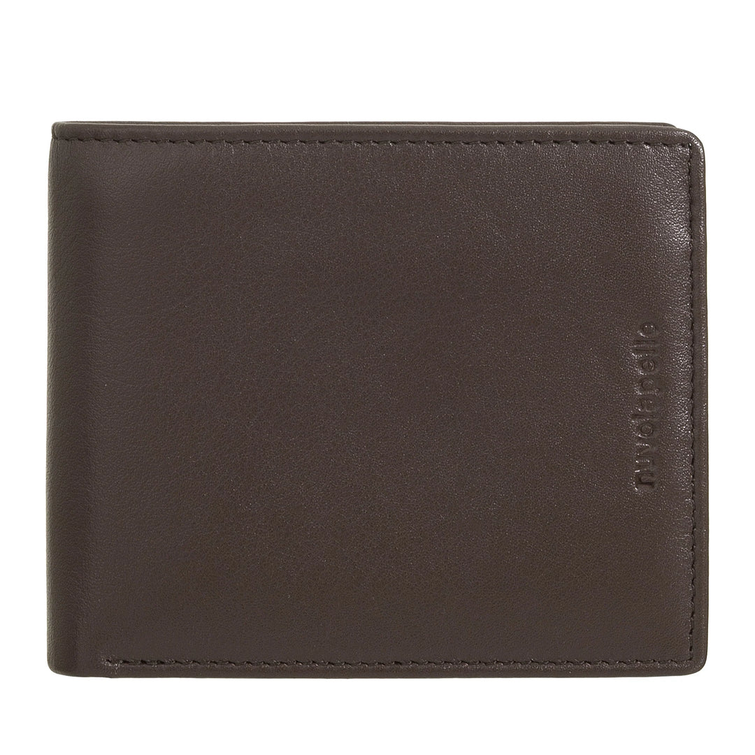 Nuvola Pelle Portafoglio Uomo Piccolo in Pelle Nappa - Portafoglio con Portamonete, Portacarte, Banconote, Finestra Trasparente e Tasca Interna con Cerniera Zip