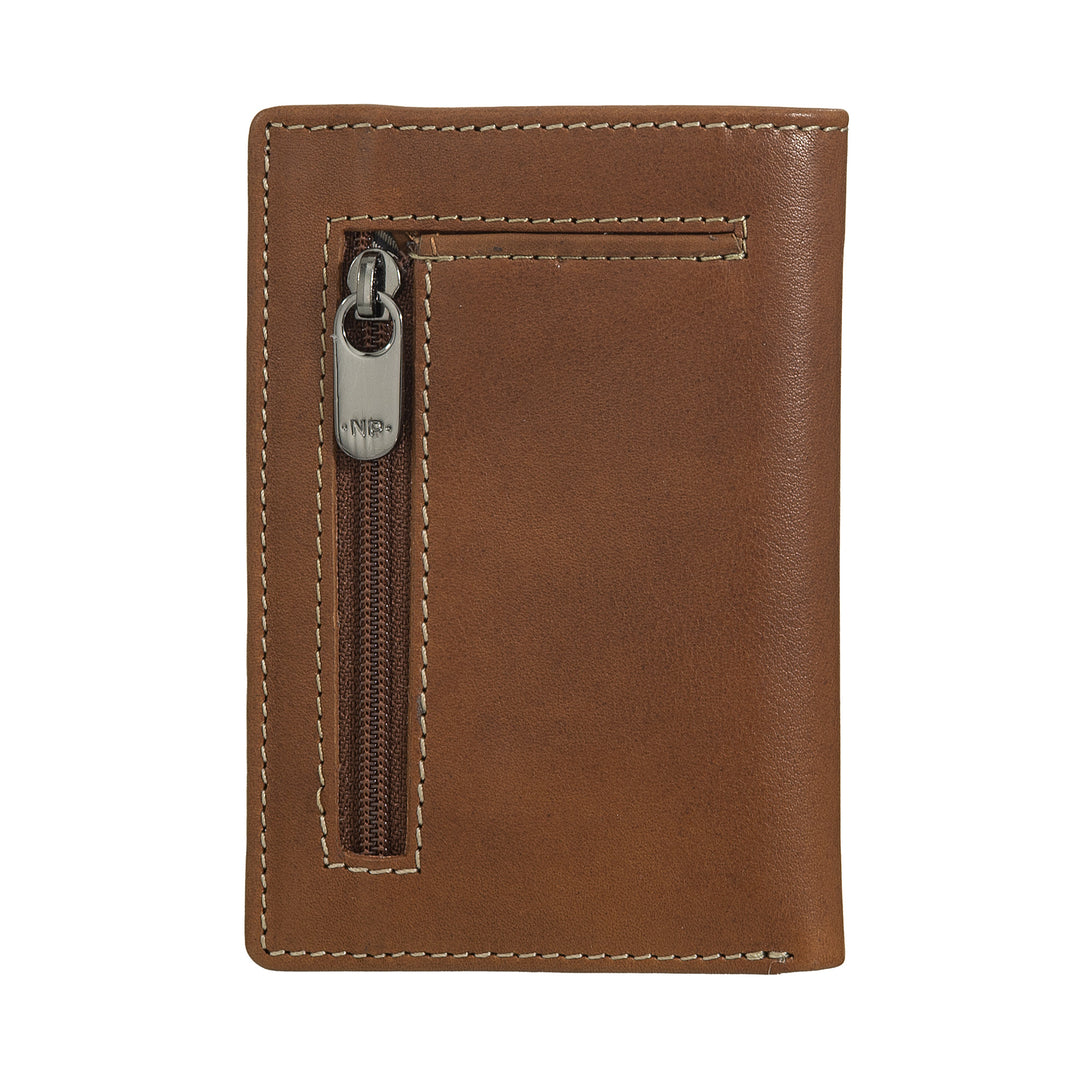 Nuvola Pelle Petit portefeuille pour homme en cuir véritable, porte-cartes fin avec fermeture éclair au dos, poche, portefeuille compact