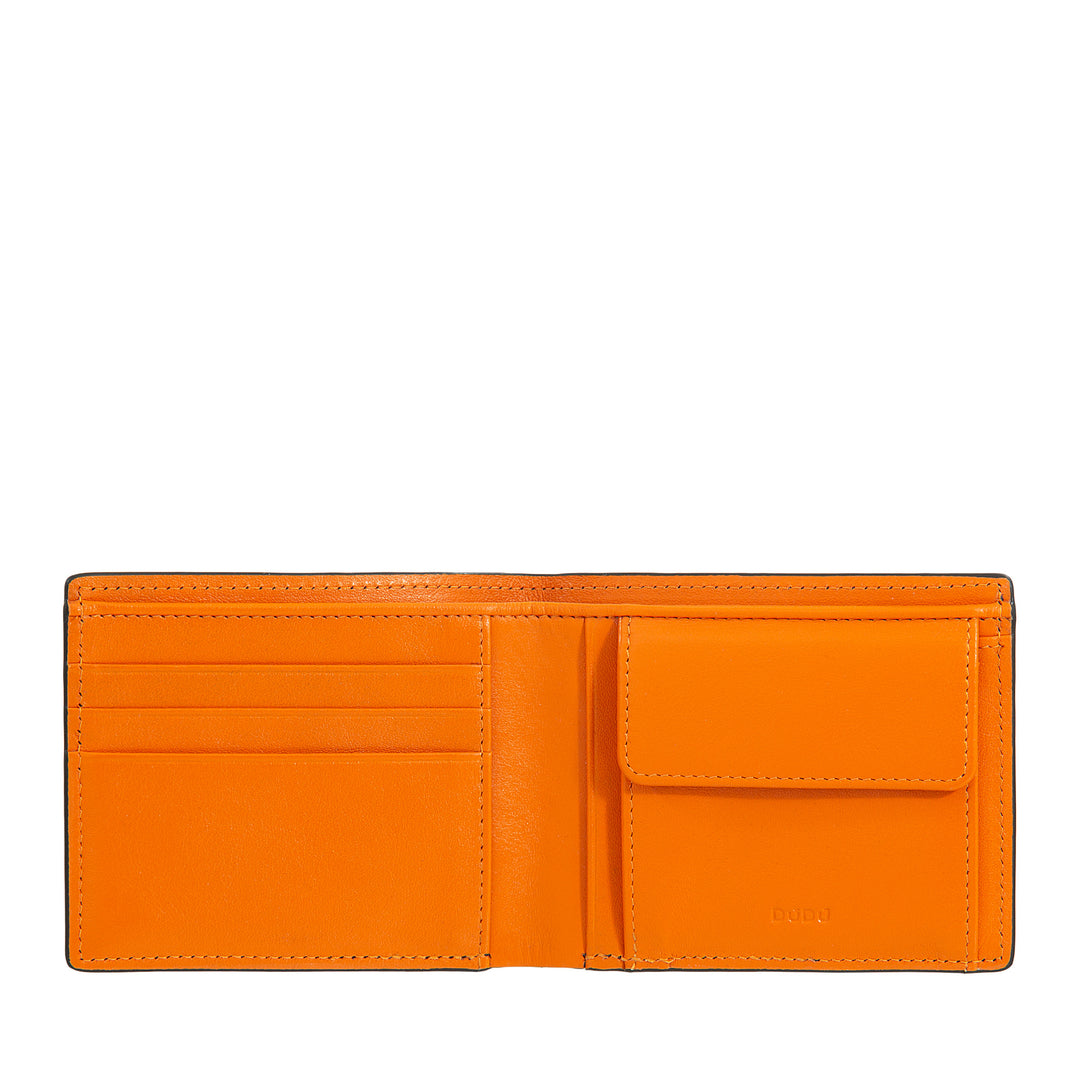 DUDU Portefeuille Slim pour Homme en Cuir Imprimé avec Protection RFID - Compact, Élégant, Petit Format - Portefeuilles Porte-Cartes de Crédit avec Porte-Monnaie