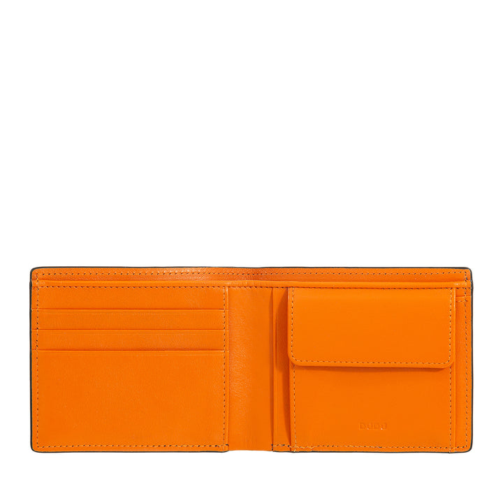 DUDU Portefeuille Slim pour Homme en Cuir Imprimé avec Protection RFID - Compact, Élégant, Petit Format - Portefeuilles Porte-Cartes de Crédit avec Porte-Monnaie